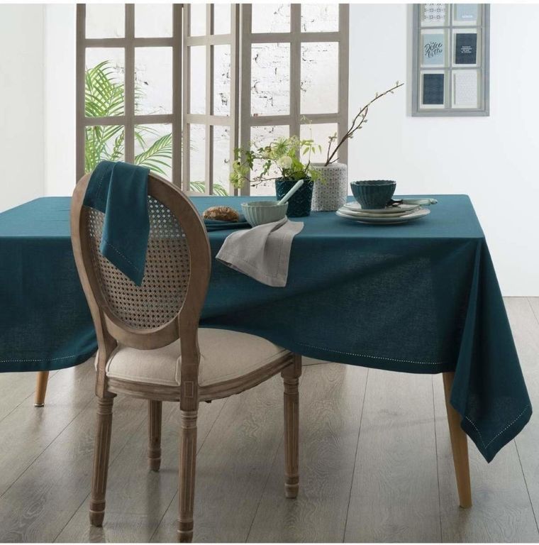 Atmosphera, prostokątny obrus Chambray, bawełna, zielony, 140-240 cm