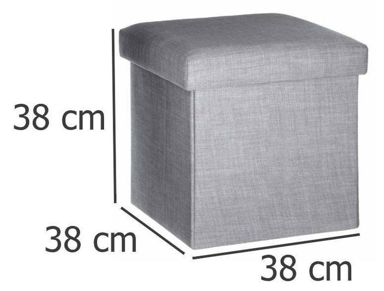 Atmosphera, składana pufa ze schowkiem, 38-38 cm, szara