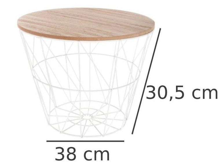Atmosphera, stolik kawowy, w stylu modern, drewniany blat z drucianym kloszem