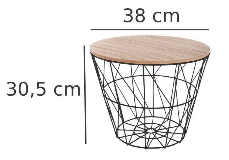 Atmosphera, stolik kawowy z ażurową konstrukcją, drewniany blat z czarnym kloszem