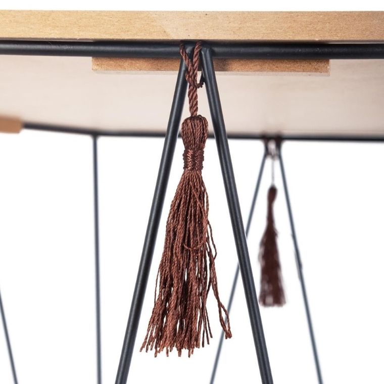 Atmosphera, stolik kawowy z drewna i metalu, sześciokątny, modern