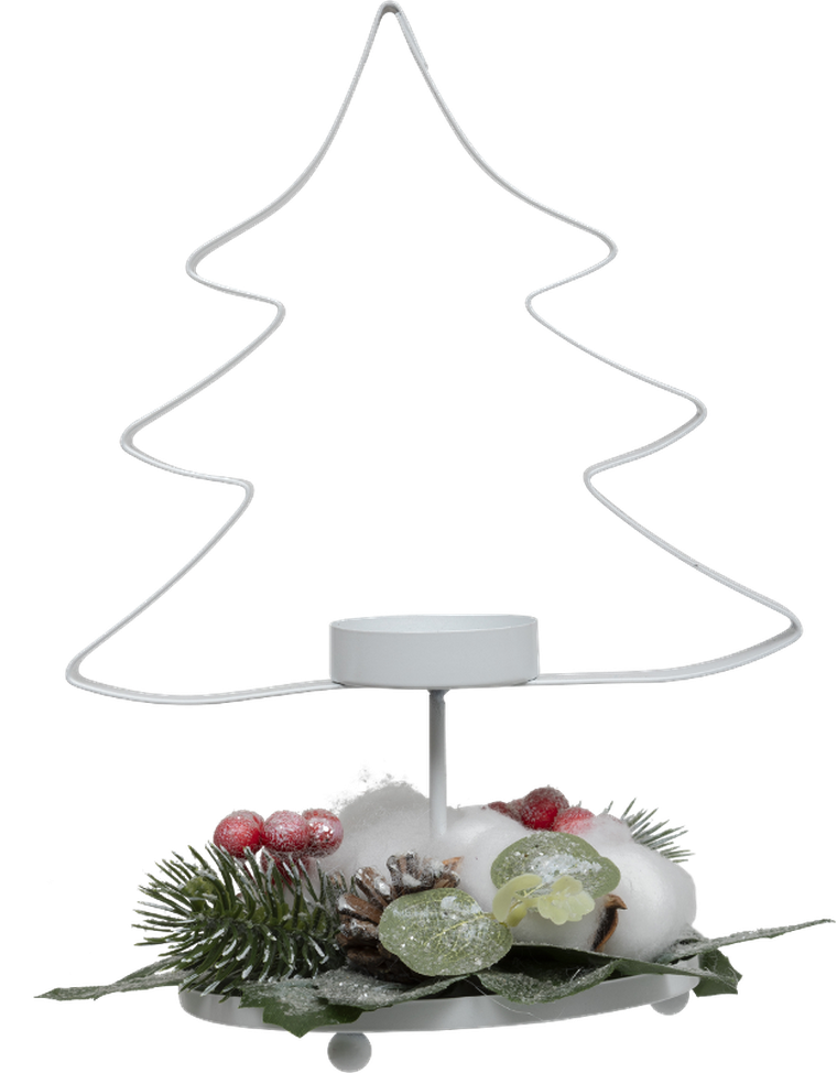 Atmosphera, świecznik metalowy, w kształcie choinki, na tealight, 25 cm