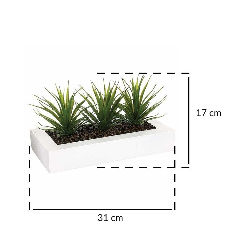 Atmosphera, sztuczna roślina, 3x aloes w białej donicy, 31 cm