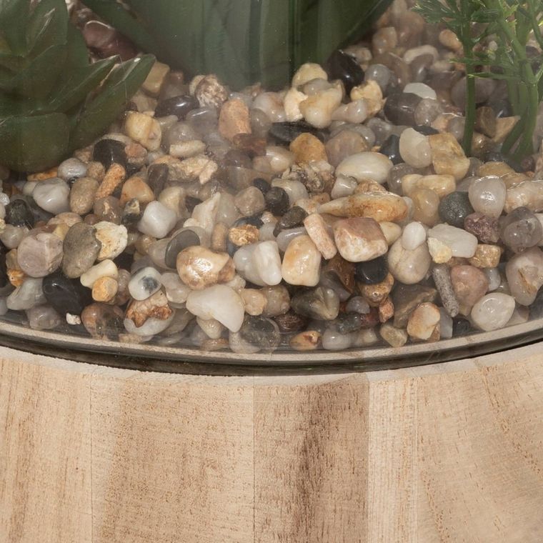 Atmosphera, sztuczne rośliny w szklanym terrarium na podstawie, wys. 17,5 cm