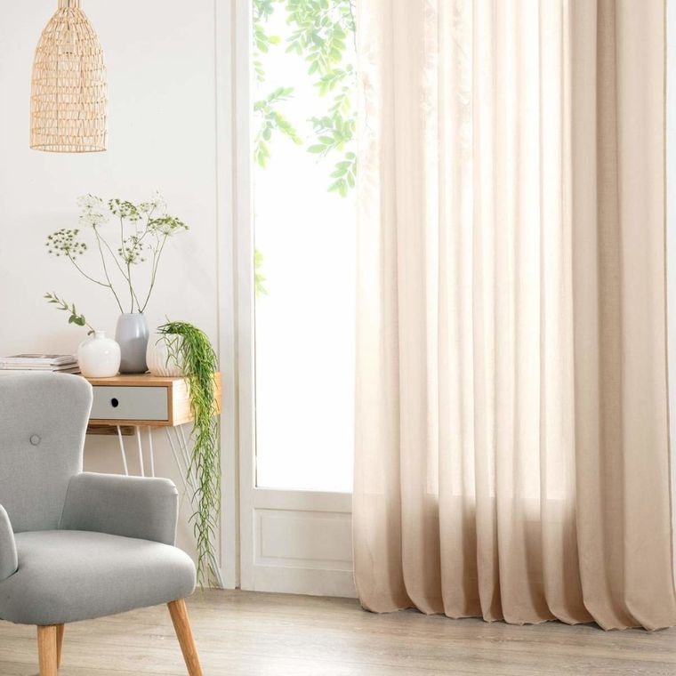 Atmosphera, zasłona dekoracyjna na okno, lniana, 140-240 cm, beżowa