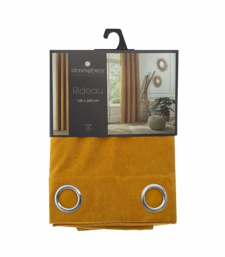 Atmosphera, zasłona gotowa do salonu, Memo, 140-260 cm, żółty
