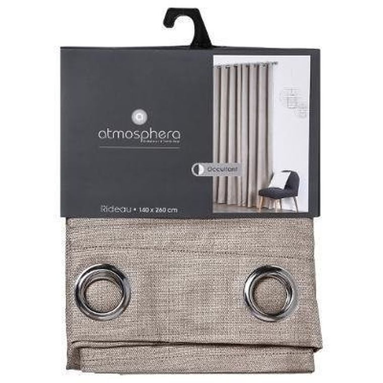 Atmosphera, zasłona gotowa ma przelotkach, NATTE, 140-260 cm, beżowa