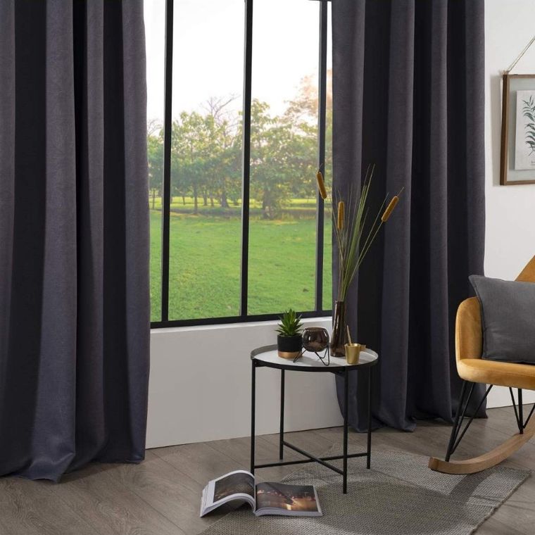 Atmosphera, zasłona okienna, przyciemniająca, szara z motywem liści, 140-260 cm