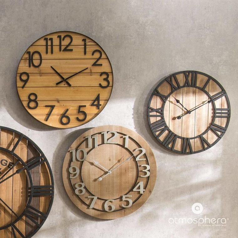 Atmosphera, zegar ścienny drewniany abby, jodła, ø 70 cm