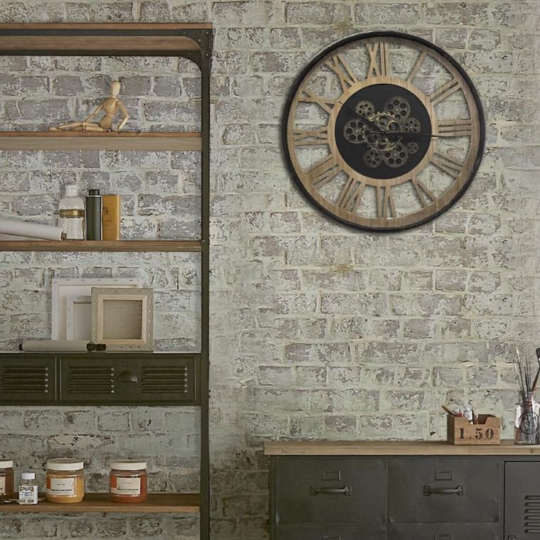 Atmosphera, zegar ścienny Loftowy z widocznym mechanizmem, Ø 57 cm