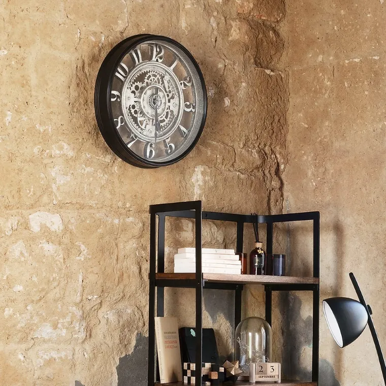 Atmosphera, zegar ścienny w stylu loft, Meca, Ø 51 cm, szary