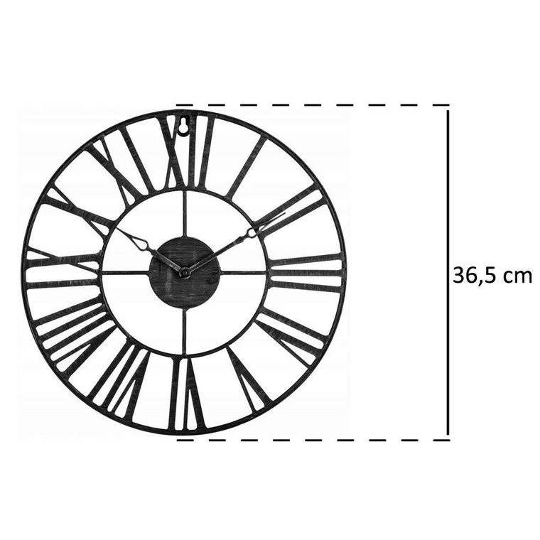 Atmosphera, zegar ścienny z cyframi rzymskimi, Ø 37 cm, czarny