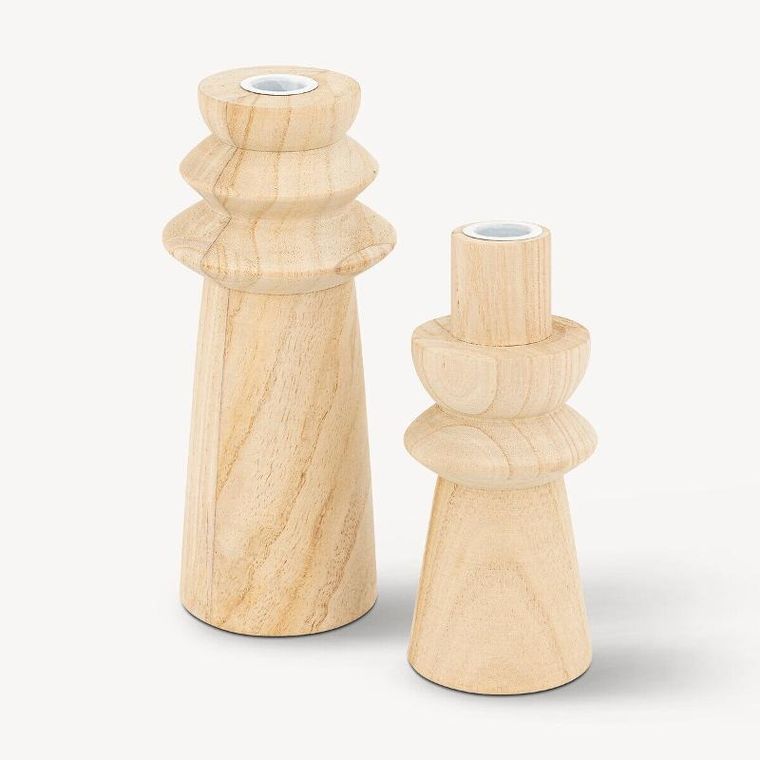 Atmosphera, zestaw świeczników z drewna, Uma, 2 szt.