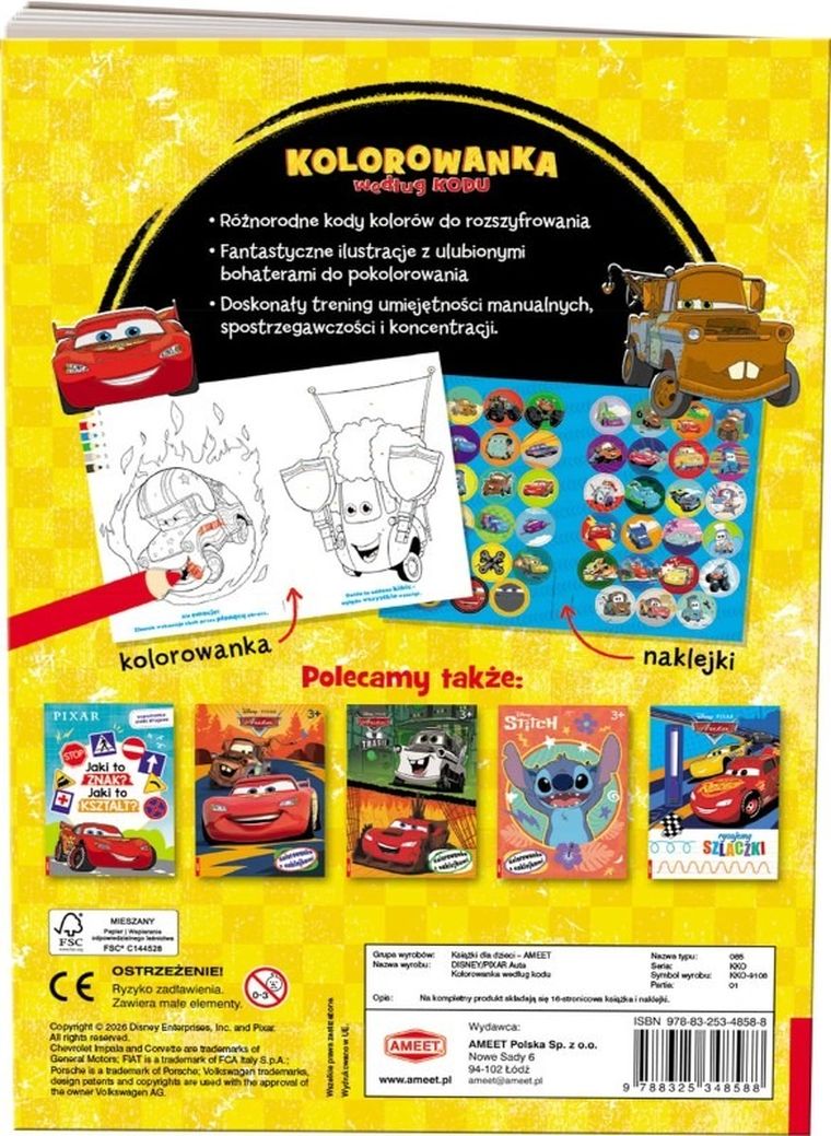 Auta. Kolorowanka według kodu