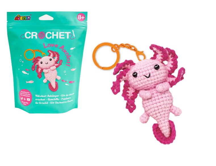 Avenir, Aksolotl, stwórz własny breloczek szydełkowy, zestaw kreatywny
