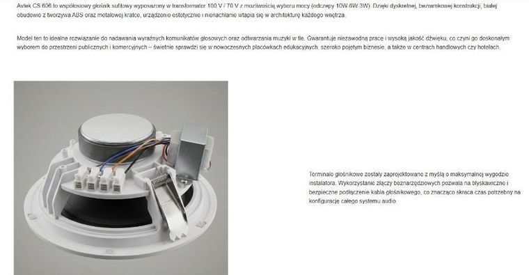 Avtek, głośnik sufitowy, CS 606