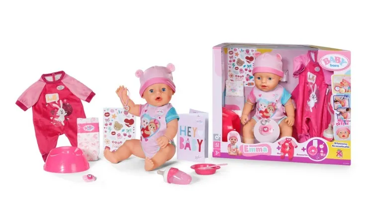 Baby Born, Emma, lalka bobas, 43 cm, zestaw z dodatkowym ubrankiem onesie + 5-pack pieluszek gratis