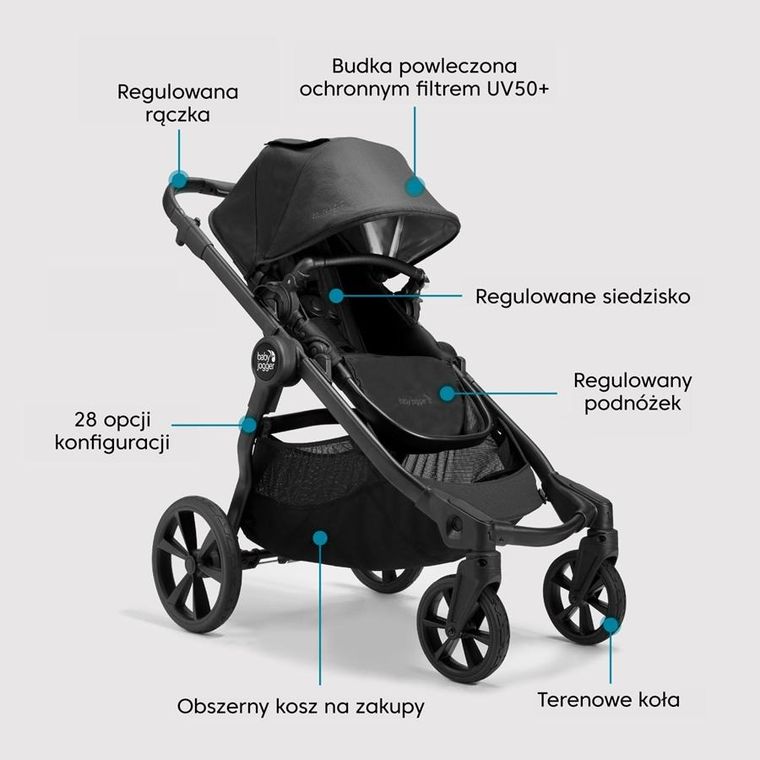 Baby Jogger, City Select 2, wózek modułowy z siedziskiem i gondolą, radiant slate