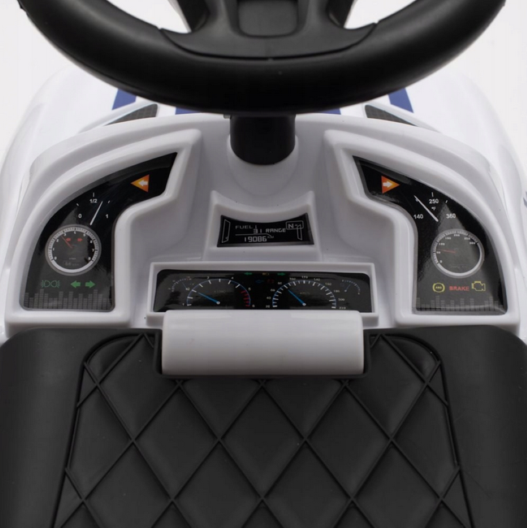 Baby Mix, jeździk z dźwiękiem i rączką, Police, biały