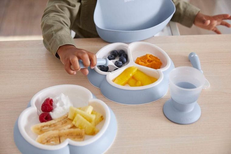 BabyBjörn, Dinnerware, zestaw obiadowy, Powder Blue, 8 szt.