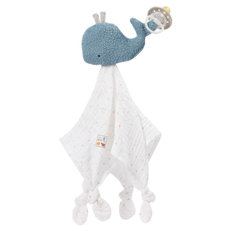 BabyFehn, Natura, pierwsza przytulanka, kocyk z uchwytem do smoczka, Wieloryb