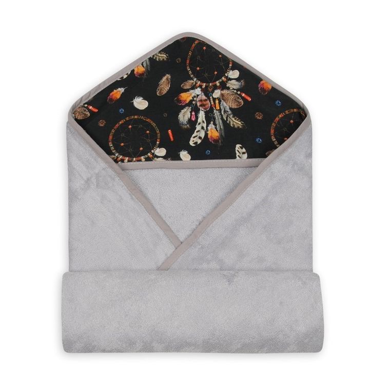 BabyMatex, Bamboo Design, Łapacze Snów, okrycie kąpielowe, szare, 100-100 cm