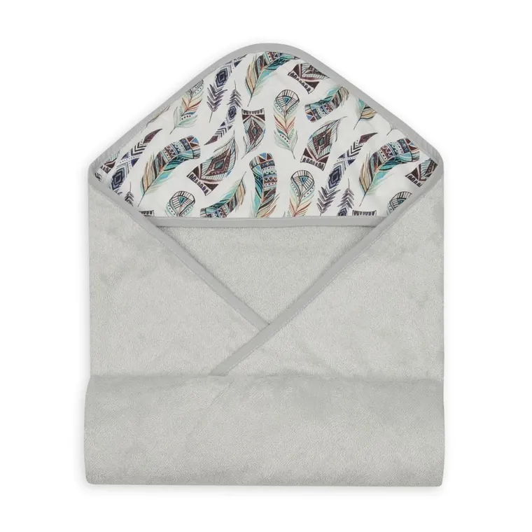 BabyMatex, Bamboo Design, Piórka, okrycie kąpielowe, szare, 100-100 cm