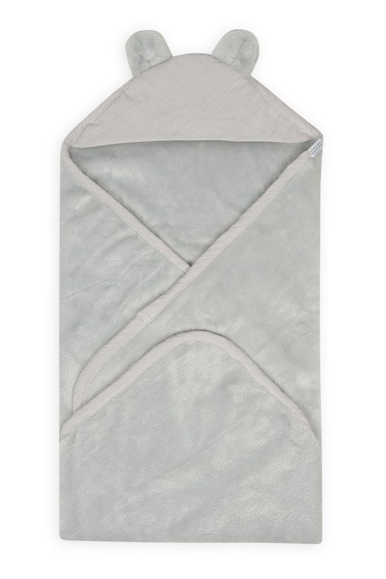 BabyMatex, kocyk z kapturkiem, koala muślin, szary, 95-95 cm