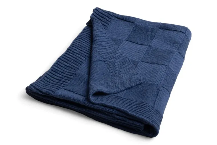 Babymatex, Kwadraty, kocyk bawełniany, granatowy, 80-100 cm