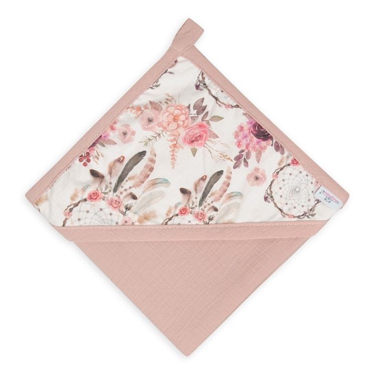 BabyMatex, okrycie kąpielowe, muślin design, róż, 85-85 cm