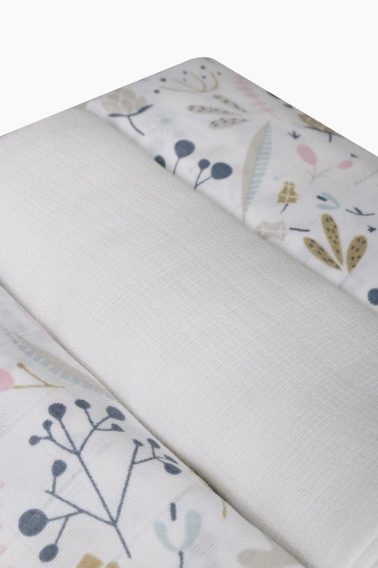 BabyMatex, pieluszki muślinowe, kwiaty,70-80 cm, 3 szt.