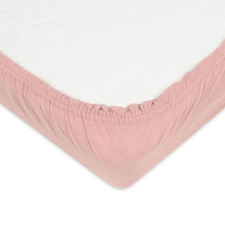 BabyMatex, prześcieradło muślinowe z gumą, różowe, 60-120 cm