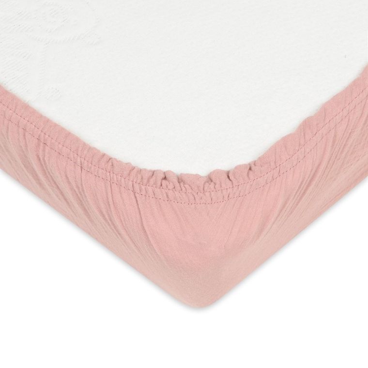 BabyMatex, prześcieradło muślinowe z gumą, różowe, 70-140 cm