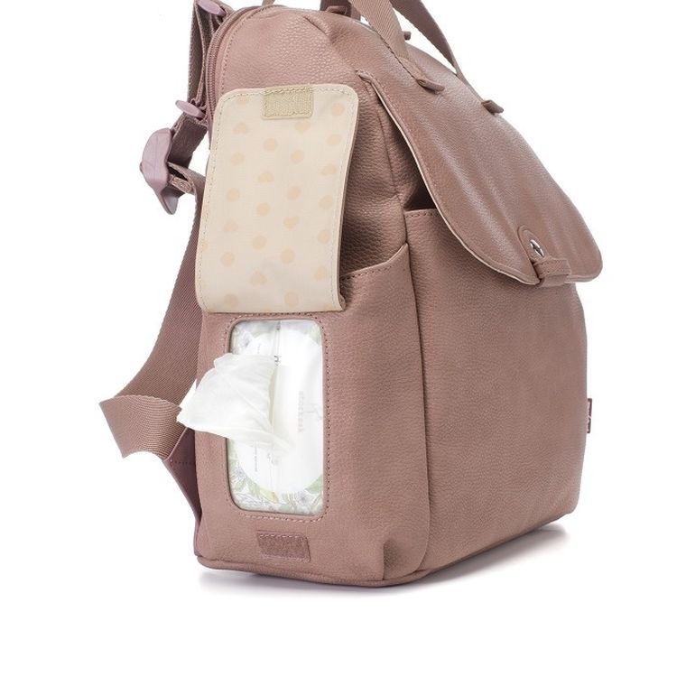Babymel, Robyn, torba i plecak dla mamy, eko skóra, Dusty Pink