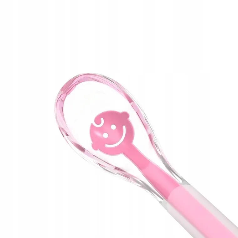 BabyOno, Baby's Smile, miękka łyżeczka silikonowa, różowa