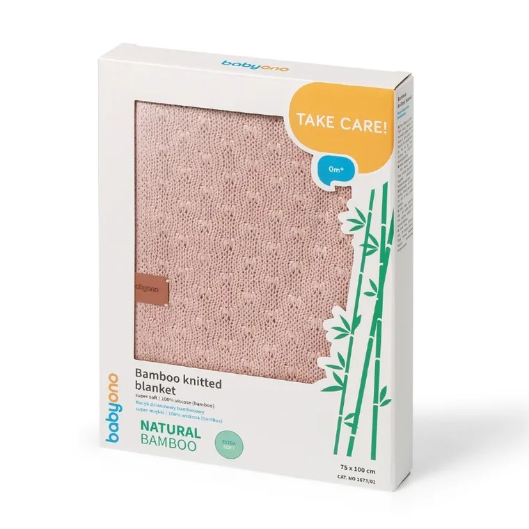 BabyOno, kocyk bambusowy, różowy, 75-100 cm