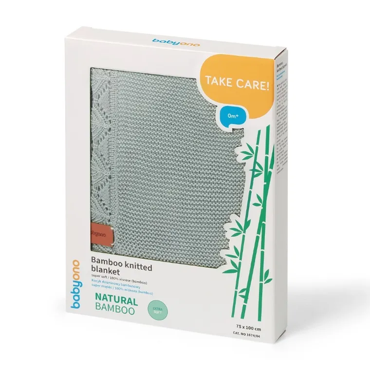 BabyOno, kocyk bambusowy, szałwiowy, 75-100 cm