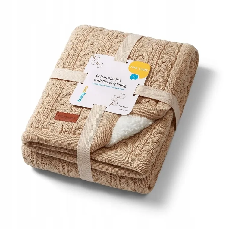 BabyOno, kocyk bawełniany z ociepleniem, beżowy, 75-100 cm