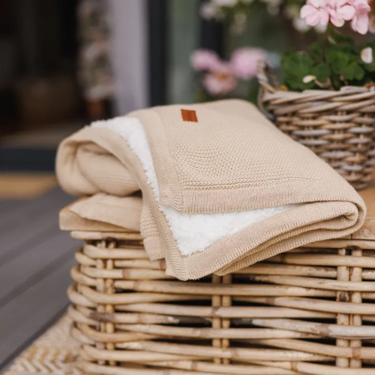 BabyOno, kocyk bawełniany z ociepleniem, beżowy, 75-100 cm