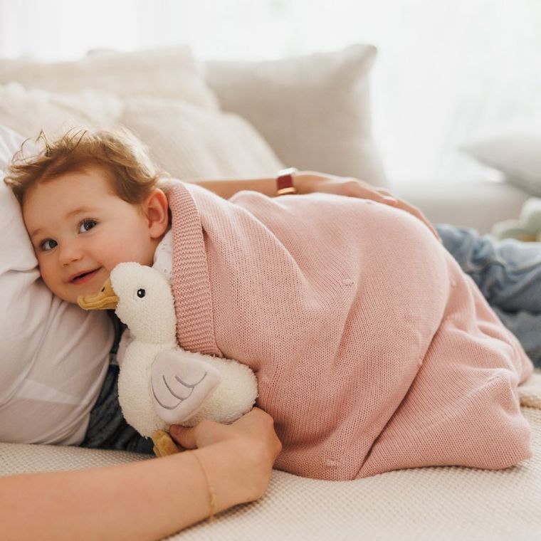 BabyOno, kocyk bawełniany z ociepleniem, różowy, 75-100 cm
