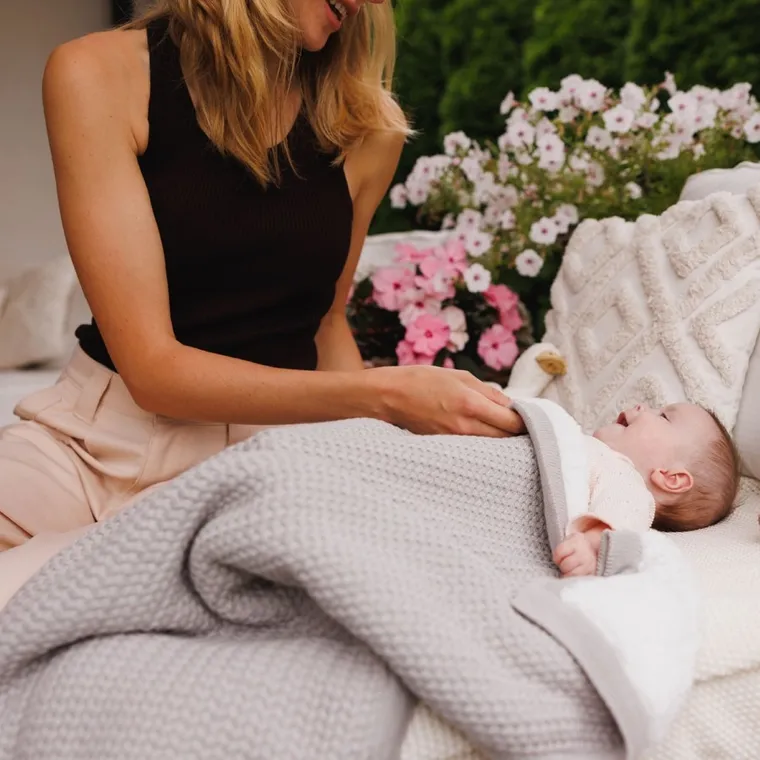 BabyOno, kocyk bawełniany z ociepleniem, szary, 75-100 cm