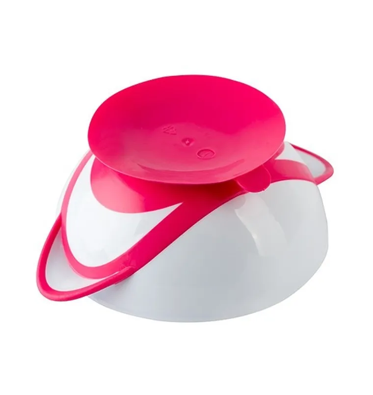BabyOno, miseczka z przyssawką i łyżeczką, różowa