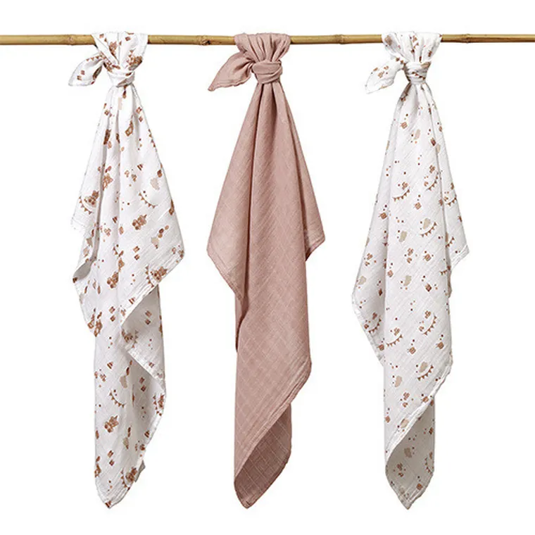 BabyOno, Natural Bamboo, naturalne pieluszki z włókien bambusa, brązowy, 70-70 cm, 3 szt.