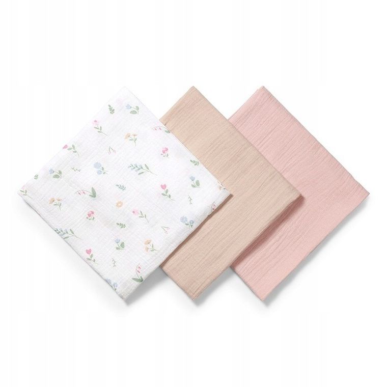 BabyOno, pieluszki muślinowe marszczone, różowe, 70-70 cm, 3 szt.