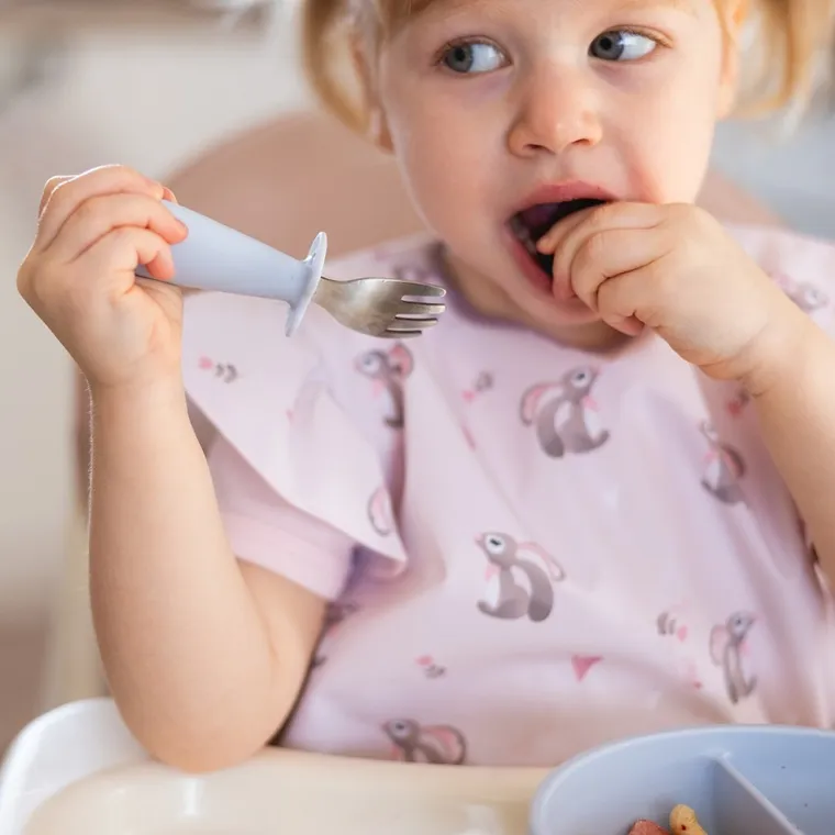 BabyOno, sztućce dla dzieci, stal nierdzewna, niebieski