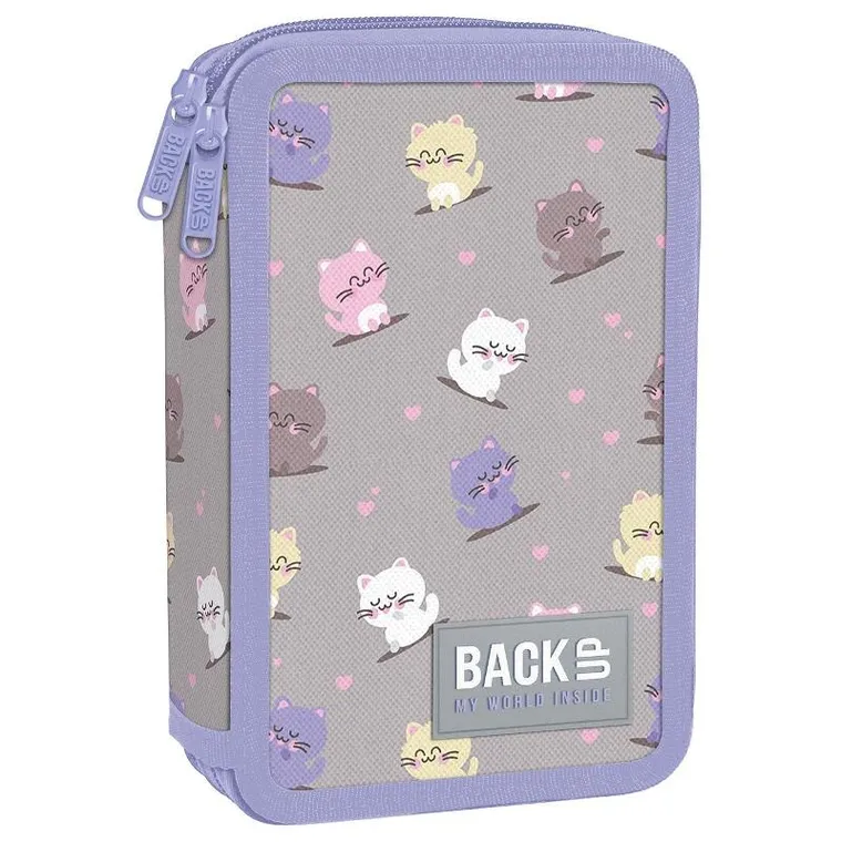 BackUp, piórnik rozkładany, podwójny, z wyposażeniem, Kotki Kawaii