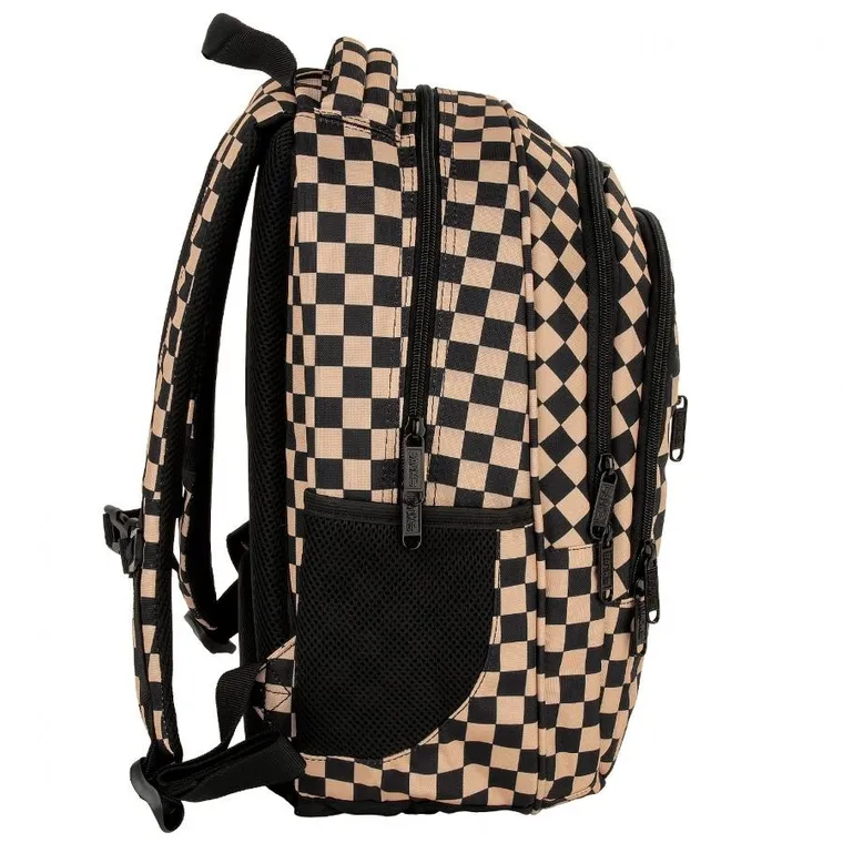 BackUp, plecak szkolny, 3-komorowy, Szachownica beż