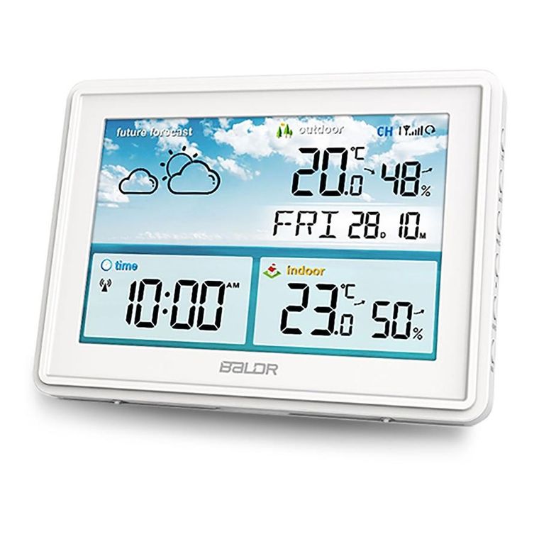Baldr, stacja pogodowa z wyświetlaczem, BD-909, biała