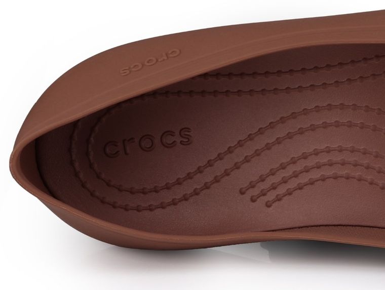 Baleriny damskie, brązowe, Crocs Brooklyn Flat Spice