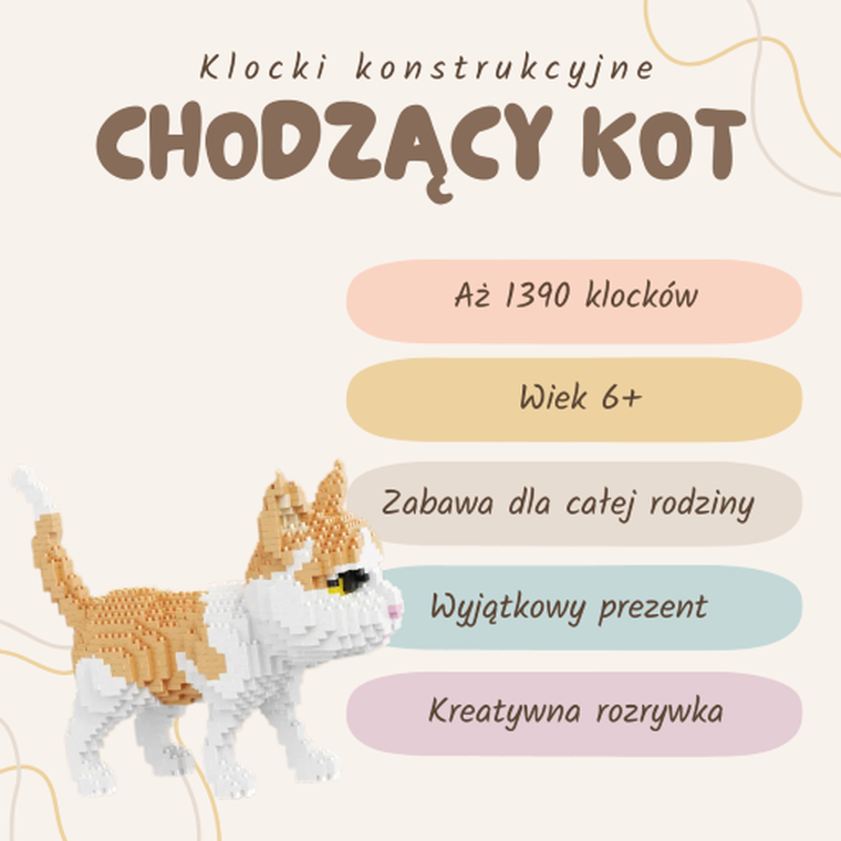 Balody, Chodzący kot, klocki konstrukcyjne, 1390 elementów